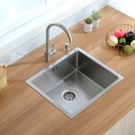 Auralum - vier de cuisine 1 bac 50x43x18cm vier inox avec siphon et trop plein vier montage  encastrer, ...