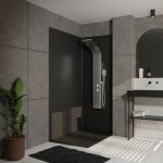 Colonne de douche effet pluie - 140x20cm - acier inoxydable chrome brossé Colonne de douche effet pluie - 140x20cm - acier inoxydable chrome brossé