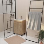 Meuble de salle de bains 50 cm dcor chne naturel  portes avec vasque cramique blanche