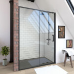Aurlane - paroi de douche crush 1 porte coulissante - 120x200 cm - verre transparent - profil� noir