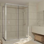 Aurlane - porte de douche coulissante et retour 140x80x200cm - profil�s chrome - verre tremp� 6mm