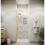 Aurlane - porte de douche pivotante 90x195cm - verre trempe 8mm anticalcaire - alu or brosse - gold elementary ...