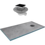Aurlane - receveur de douche à carreler 90x140 cm avec bondes à sortie verticale - grille noire Aurlane - receveur de douche à carreler 90x140 cm avec bondes à sortie verticale - grille noire