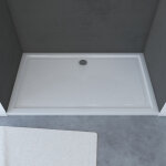 Receveur de douche a poser extra - plat anti - derapant en acrylique blanc rectangle - 140x80cm