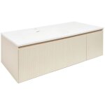 Naturel - austen meuble de salle de bain 120x35x52 cm + vasque � poser en marbre coul�, beige mat (austen120bg ...