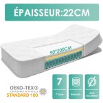 Matelas 90x200 - Épaisseur 22cm - luxe matelas de lit d'adulte et d'enfant - matelas à mémoire de forme ... Matelas 90x200 - Épaisseur 22cm - luxe matelas de lit d'adulte et d'enfant - matelas à mémoire de forme ...