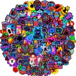 Autocollant 100 pi�ces stickers neon cool, autocollant vinyle impermeable, stickers pour skateboard scrapbooki ...