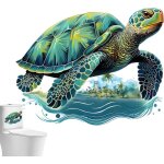 Autocollants pour abattant wc ? stickers salle de bain tortue de mer autocollants, impermables & amovibles ...