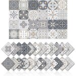 Autocollants carrelage salle de bain et cuisine 24 pi�ces 15x15 cm d�coration murale adh�sive en pvc ...