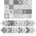 Autocollants carrelage salle de bain et cuisine 24 pièces 15x15 cm décoration murale adhésive en pvc ... Autocollants carrelage salle de bain et cuisine 24 pièces 15x15 cm décoration murale adhésive en pvc ...