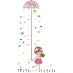 Autocollant pour chambre d'enfant motif toise de croissance rose