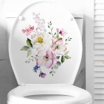 Autocollant fleurs 23, 5�29 cm pour abattant wc, adaptable frigo / meubles, motif floral