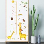 Autocollants de hauteur de girafe chambre d'enfants entr�e couloir maternelle formation classe fond autocollan ...