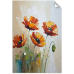 Autocollant mural coquelicots rouges fleurs 20x30
