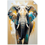 Autocollant mural imitation peinture � l'huile �l�phant 80x120
