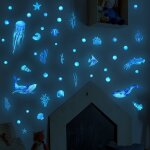 Feiyue - autocollants muraux poissons ocaniques - autocollants muraux phosphorescents sous la mer - ...