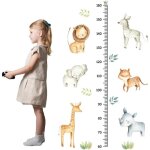 Autocollant mural toise animaux for�t 50 - 150 cm d�coration chambre gar�ons filles