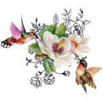 Autocollant de toilette personnalis� oiseaux et fleurs salle de bain wc stickers muraux autocollants ...