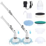 Autolaveuse lectrique sans fil, 4 ttes de brosse de nettoyage, autonomie 1 heure, 115  5  5 cm, blanc. ...