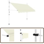 Auvent manuel r�tractable 250 cm cr�me - auvent retractable - auvent exterieur - parasol pliable - protection ...