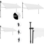 Auvent manuel r�tractable avec led 350 cm cr�me - auvent retractable - stores exterieurs - parasol - ...