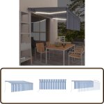 Auvent manuel rtractable avec store et led 4, 5x3 m bleu blanc - auvent retractable - parasol exterieur ...