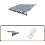 Auvent pliable motoris 400 cm bleu / blanc - auvent pliable - abri solaire - parasol mural - protection ...