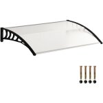 Auvent de porte d'entr�e toit marquise en polycarbonate protection contre pluie neige uv 90 x 122 cm, ...