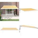 Auvent rétractable jaune et blanc 4x3 m tissu et aluminium - store véranda - abri solaire - pergola murale ... Auvent rétractable jaune et blanc 4x3 m tissu et aluminium - store véranda - abri solaire - pergola murale ...