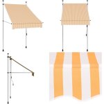 Auvent rtractable manuel 100 cm rayures oranges et blanches - auvent retractable - store banne - abri ...