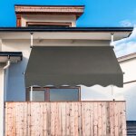 Auvent r�tractable manuel 150x125cm hauteur r�glable 2 - 3m sans per�age en m�tal et tissu pour fen�tre ...