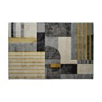 Thedecofactory - avant garde art deco - tapis extrieur intrieur style art dco gris jaune 120x170
