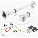 Avertisseur pneumatique de 45 cm avec klaxon de 12 v 150 db et compresseur - en zinc chrom� - pour tout ...