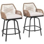 Avestar lot de 2 chaises de bar de jardin ext�rieur pivotants, rotin tress� r�sistant aux intemp�ries, ...