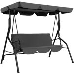 Avestar balancelle de jardin 3 places, auvent r�glable et coussin amovible noir