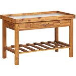 Avimac - table de avec dessus en zinc bois solide d'acacia