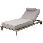 Blake bain de soleil aspect bois / beige - 210x95cm structure en aluminium thermolaqu - dossier 6 positions ...