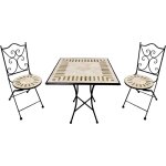 Camilla table et chaise bistrot, 2 chaises 1 table, ensemble bistro ext�rieur, mosaique beige toscane ...
