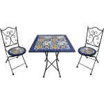 Axi camilla table et chaise bistrot, 2 chaises 1 table, ensemble bistro ext�rieur, mosaique bleu mediterrann�e ...