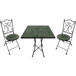 Camilla table et chaise bistrot, 2 chaises 1 table, ensemble bistro ext�rieur, mosaique vert fonc� - ...