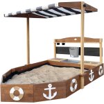 Axi dora bac � sable, bac � sable bateau en bois - 160x100x110 cm, bateau bac � sable, avec cuisine, ...