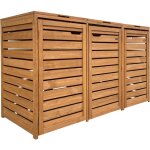 Axi lex cache poubelle en bois marron - abri poubelle pour 3 conteneurs - max. 240l - abri poubelle ext�rieur ...