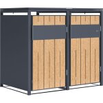 Axi luke cache poubelle en métal, anthracite / effet bois - abri poubelle pour 2 conteneurs - max. 240l ... Axi luke cache poubelle en métal, anthracite / effet bois - abri poubelle pour 2 conteneurs - max. 240l ...