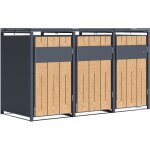 Axi luke cache poubelle en mtal, anthracite / effet bois - abri poubelle pour 3 conteneurs - max. 240l ...
