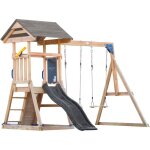 Axi mia aire de jeux en bois avec 2 balanoires, toboggan gris / aire de jeux extrieur, bac  sable, ...