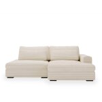 Ayda - canap� d'angle convertible avec coffre en velours gros c�tel� beige - angle droit