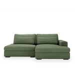 Ayda - canap� d'angle convertible avec coffre en velours gros c�tel� vert - angle droit
