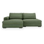 Mobilier deco - ayda - canap d'angle convertible avec coffre en velours gros ctel vert - angle gauche ...