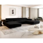 Bestmobilier - ayden - canap panoramique en u 7 places convertible avec coffre et ttires rglables ...