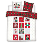 Parure de lit double rversible disney mickey et minnie - nol - blanc et rouge - 200 cm x 200 cm